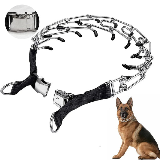 Dog Collar for Anti-Pull Training Quick-Release Metal Buckle Adjustable Stainless Steel Collar for Dogs Pet Prong Choke Collar