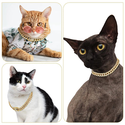 Dog Chain Diamond Collar Walking Metal Chain Collar with Design Secure Buckle Pet Cat Cuban Collar Jewelry Accessories