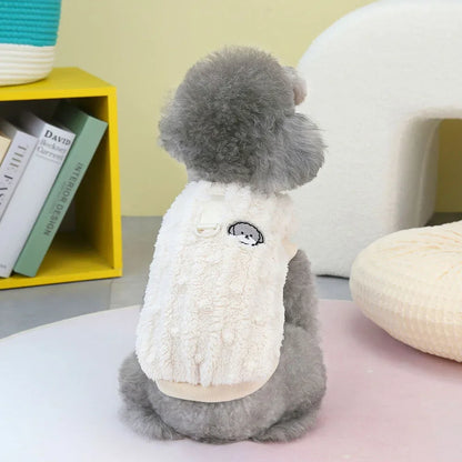 Winter Pet Clothes Warm Coral Fleece Dog Vest Pullover Jacket Puppy Dog Sweater with D Ring for Small Medium Dogs Cats Costume