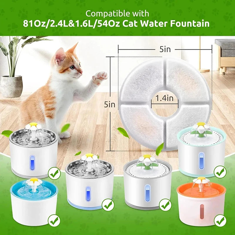 Pet Fountain Filters Cat Dog Water Dispenser Multi-Filtration System Activated Carbon Replace Filter 4/8 Pack Replacement Filter