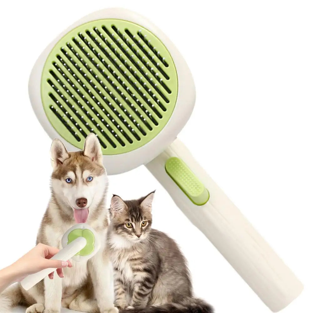 Cat Deshedding Brush Cat Brush For Shedding Curved Comb Teeth Brush With Release Button Portable Pet Massage Brushes For Massage