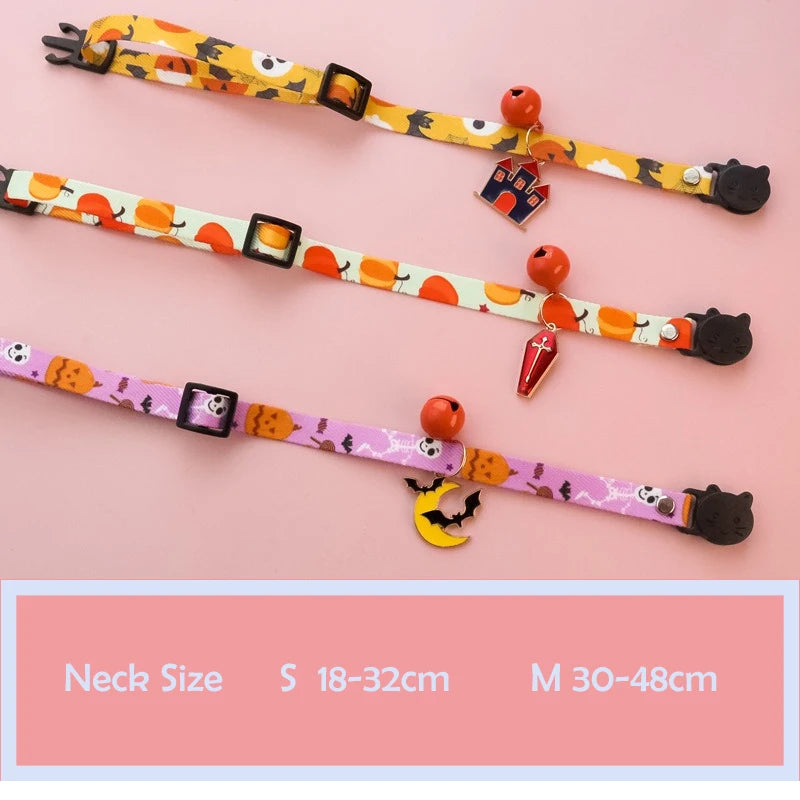 Lightweight Halloween Dog Collars Durable Skull Bat Pendant Cosplay Neck Accessories for Cats Personalized Decorate Pet Necklace