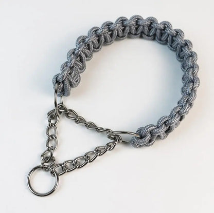 Wide Dog Collar Strong Nylon Rope Woven Limited Slip P Chain Collar for Medium Large Dogs German Shepherd Pit Bull Rottweiler
