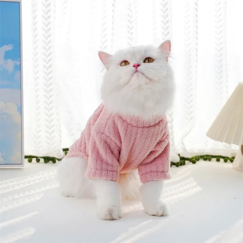 Winter Pet Clothes Dog Jumpsuit Fleece Dog Warm Coat Solid Soft Puppy Sweatshirt Chihuahua French Bulldog Costume Dog Pajamas