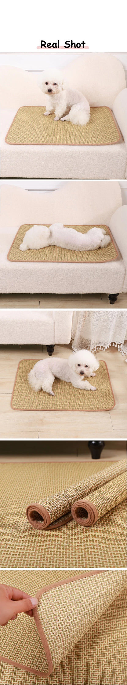 Summer Cooling Pet Dog Bed Wear Resistant Washable Rattan Mat for Cats Multi Size Breathable Teddy Bear Napping Rest Puppy Pads