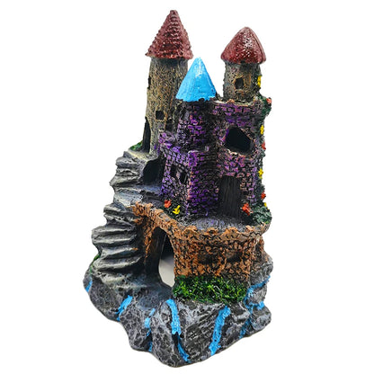 Resin Artificial Fish Tank Ancient Castle Decoration Aquarium Rock Cave Building Decoration Aquatic Landscaping Ornament Decor