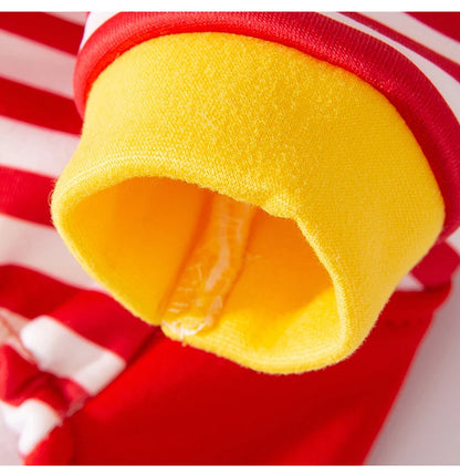 Red Stripe French Fries Dog Hoodies Autumn Winter Dog Clothes for Small Medium Dogs,Puppy Cat Costume Chiwawa Pet Pullover Coat