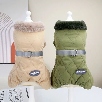 Windproof Dog Jumpsuit Coat Winter Dog Clothes Warm Fur Collar Puppy Cotton Jacket for Small Medium Dogs Pet Chihuahua Costume