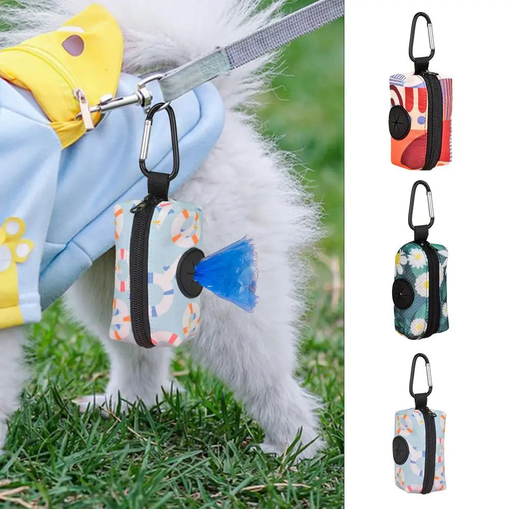Poop Bag Holders Canvas Dog Poop Bag Holder With Graphic Print Portable Doggie Bag Holder Animal Waste Collection Pouch
