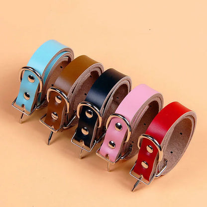 Adjustable Dog Collars Genuine Leather Pet Dog Collar Leash Lead For Small Medium Large Dogs Bulldog Pugs Beagle Dogs Supplies