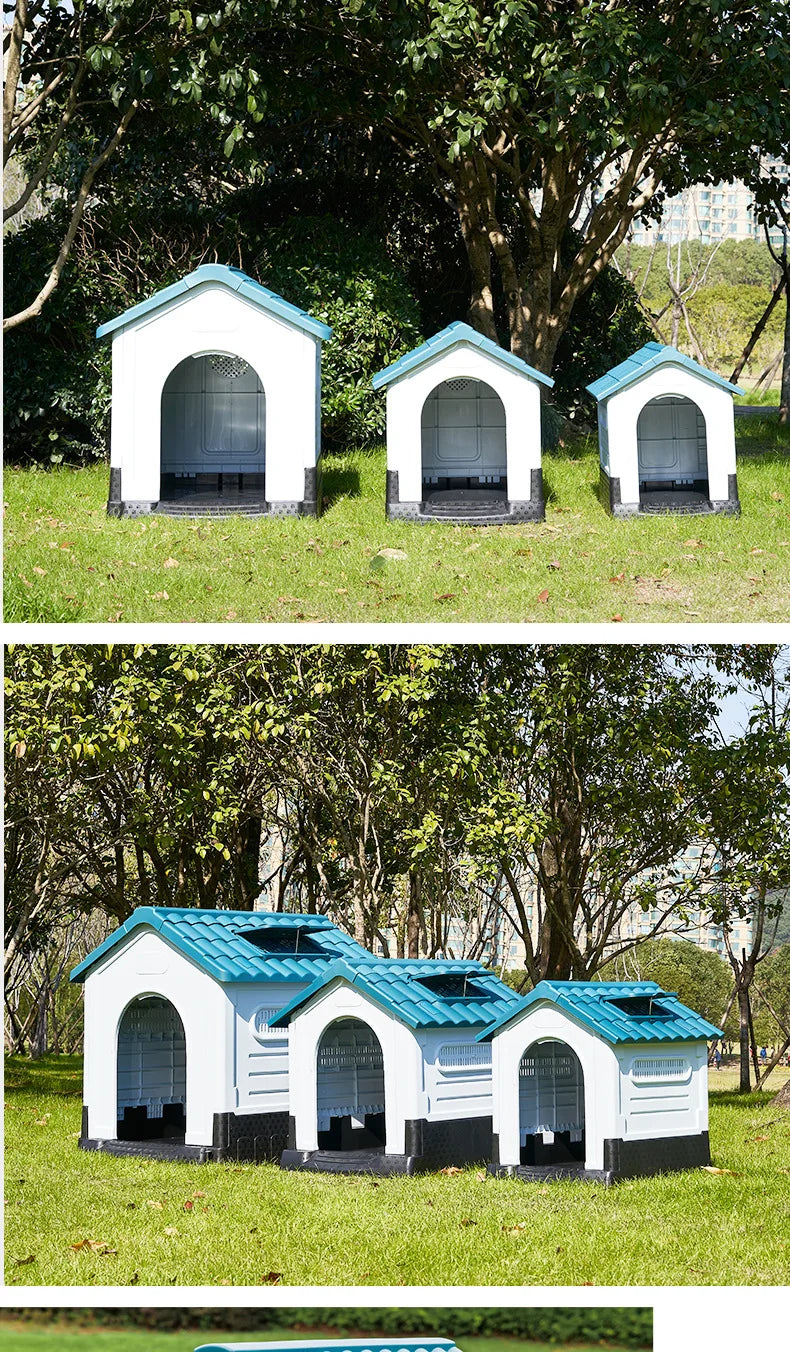 Outdoor Rainproof Pet Nest Four-season Universal with Toilet Plastic Kennel Sunscreen Dog Shed with Toilet with Toile