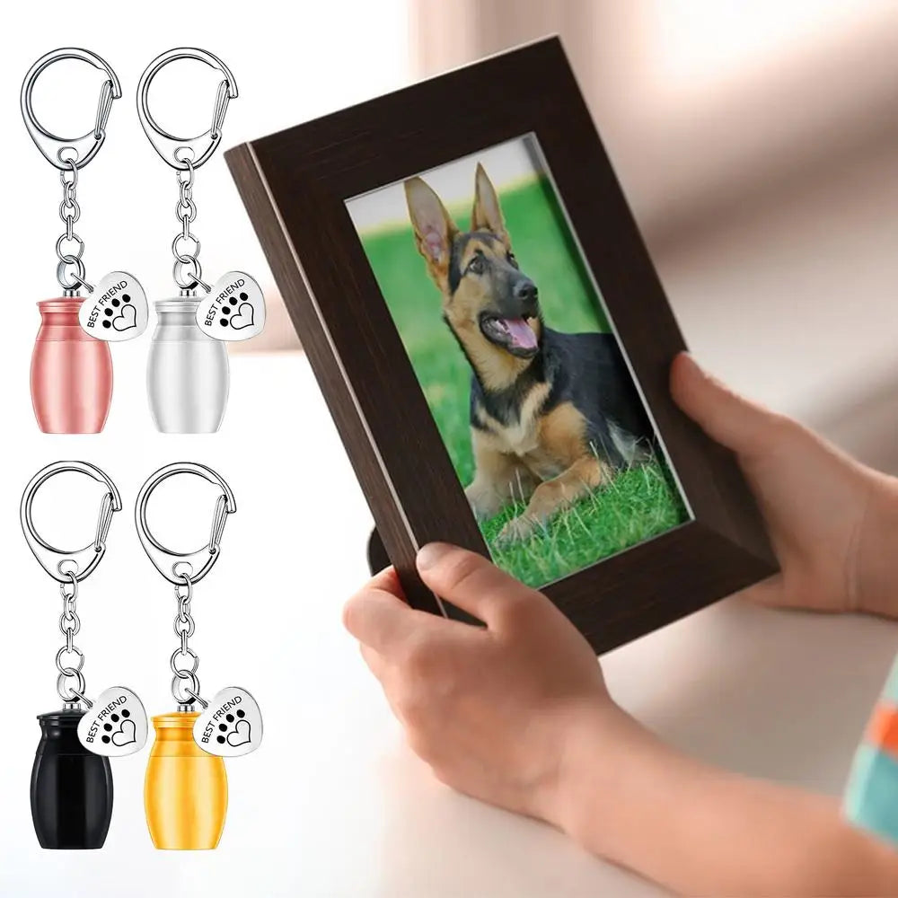 Pets Urn Keychain Paw Print Keyring Cremation Ashes Pendant Cat Cremation Jewelry Pendant Dog Paw Print Keepsake for Cats Dogs
