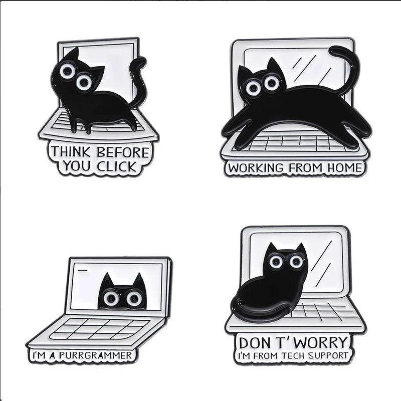 Funny Animal Sets Enamel Pins Cartoon Anime Figure Ghost Spooky Cute Cat Bird Brooches Backpack Lapel Badge Punk Jewelry Gifts