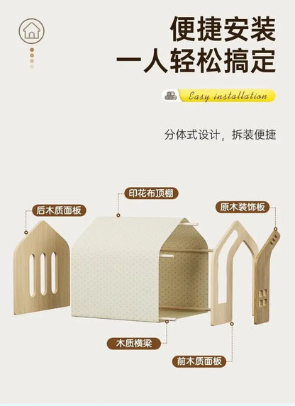 Solid wood cat nest Four seasons universal kennel Winter warm cat house dog house pet dog villa outdoor wooden house indoor