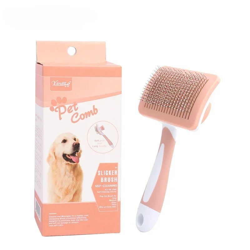 Pet Combs Self-cleaning Key Fading Comb Knots Removing Hair Massage Comb Cat and Dog Universal Easy To Clean