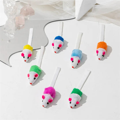 10 Pcs Soft Fleece False Mouse Cat Toys Colorful Feather Funny Playing Toys for Cats Kitten Interactive Ball Cat Toy Catnip