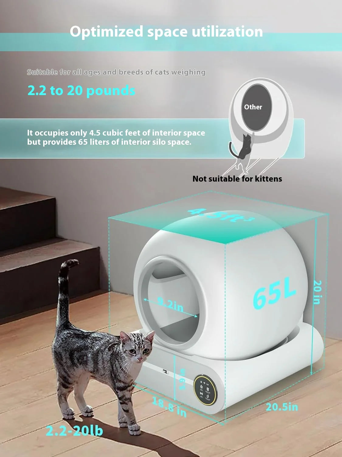 Extra Large One-Click Automatic Smart Cat Litter Box Durable PP Plastic with Fresh Air Poop Scoop Fully Automatic Cat Toilet