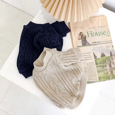 Winter Dog Sweater Pet Dog Clothes for Small Dogs Solid Letter Knitted Coat Puppy Costume Chihuahua French Bulldog Cat Sweaters