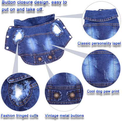 Dog Denim Jacket Fashion Design Jeans Spring Puppy Dog Clothes For Small Medium Dogs French Bulldog Chihuahua Pet Appare