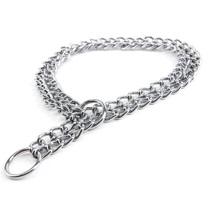 Chain Dog Training Choke Collar Adjustable Double Row Stainless Steel Chain Slip Collar Strong & Durable Dog Slip P Chain Collar