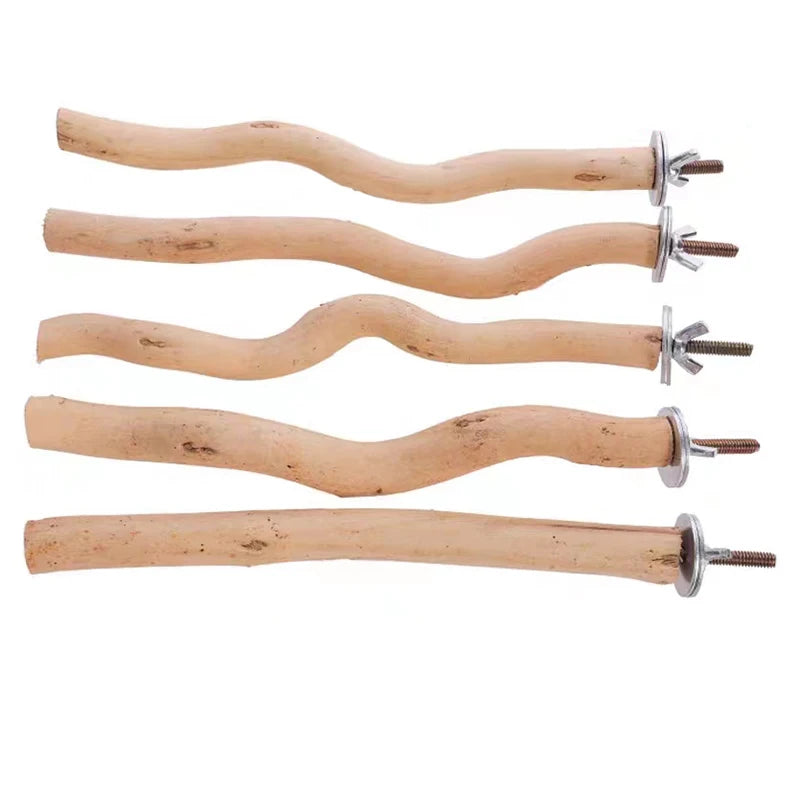 Natural Wood Pet Parrot Raw Wood Fork Tree Branch Stand Rack Squirrel Bird Hamster Branch Perches Chew Bite Toys Stick