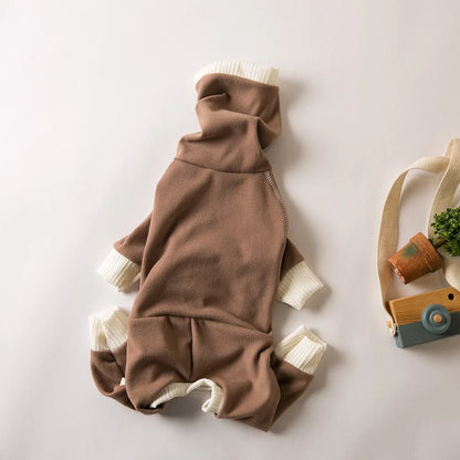 Whippet Greyhound Clothes Dog Winter Warm Pajamas Onesie Turtleneck Jumpsuit Four-Leg Rompers Long Sleeve for Medium Large Dogs
