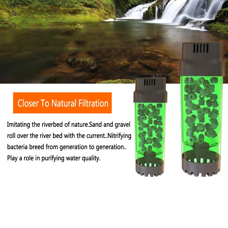 Aquarium Fish Tank Fluidized Moving Bed Filter Bubble Bio Media Filter Fish Tank Sponge With Sucker Air Stone And Sponge Filter