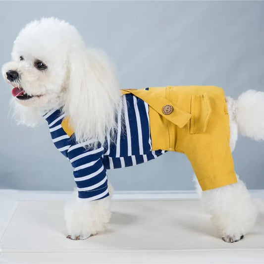2023 Princess Dog Colorful Stripe Soft Suit Puppy Jumpsuit Spring Doggie Casual Pants Small Medium Pet Couple Four-Legged Coat