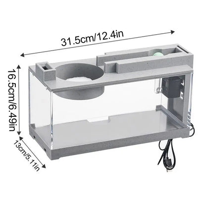 Mini Aquarium Fish Aquarium Retro Decorative Quiet Desk Aquarium With Water Pump For Turtle Reptile Shrimp Moss Goldfish