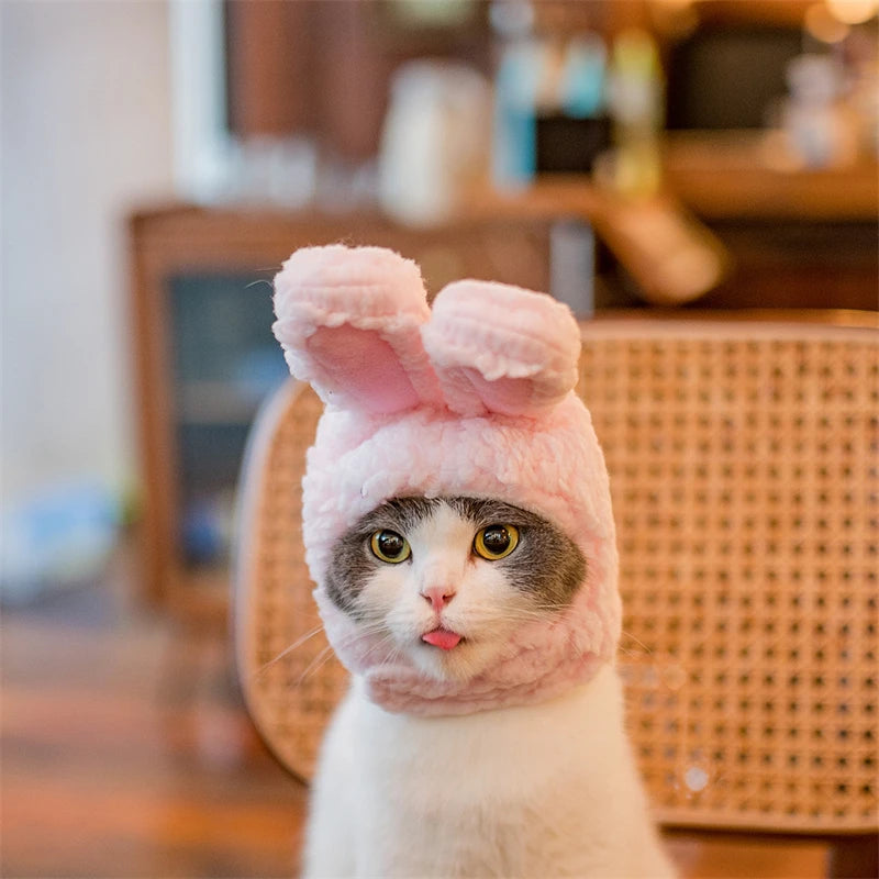 Plush Rabbit Ears Pet Dog Accessories Cosplay Cat Hat Winter Lovely New Year Christmas Puppy Headgear Soft Velvet Pet Supplies