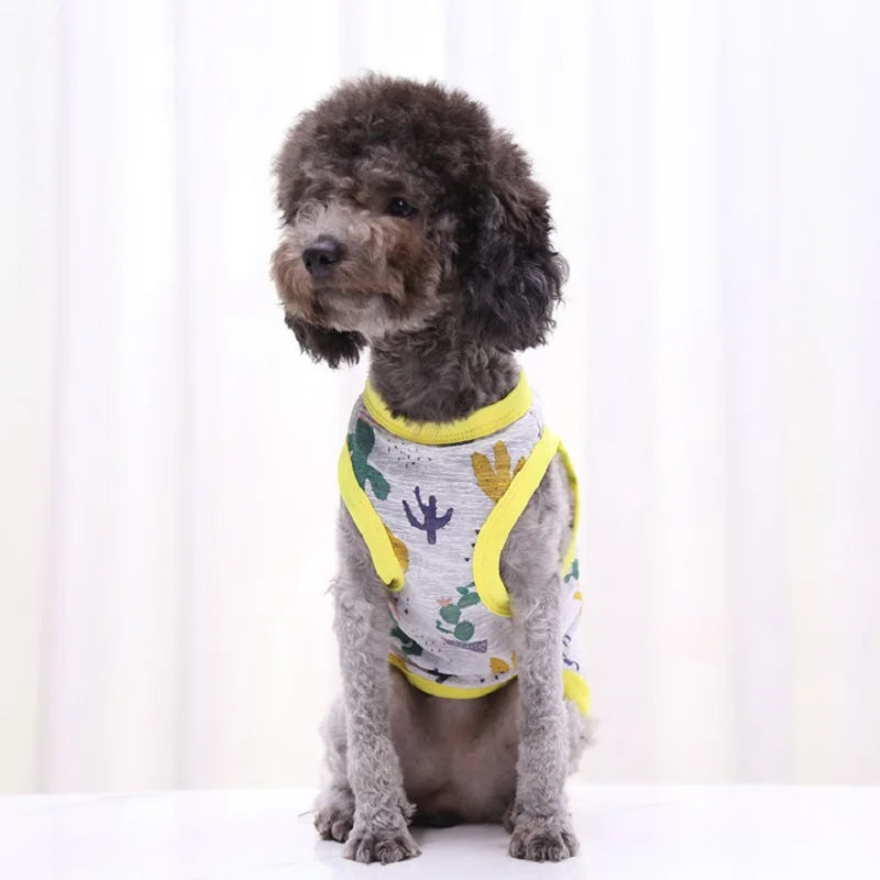 Cute Thin Summer Dog Vest Bear Print Dog Clothes Puppy Costume Chihuahua Bichon Sunscreen Cat Dog Cooling Vest Grils Dog T-Shirt