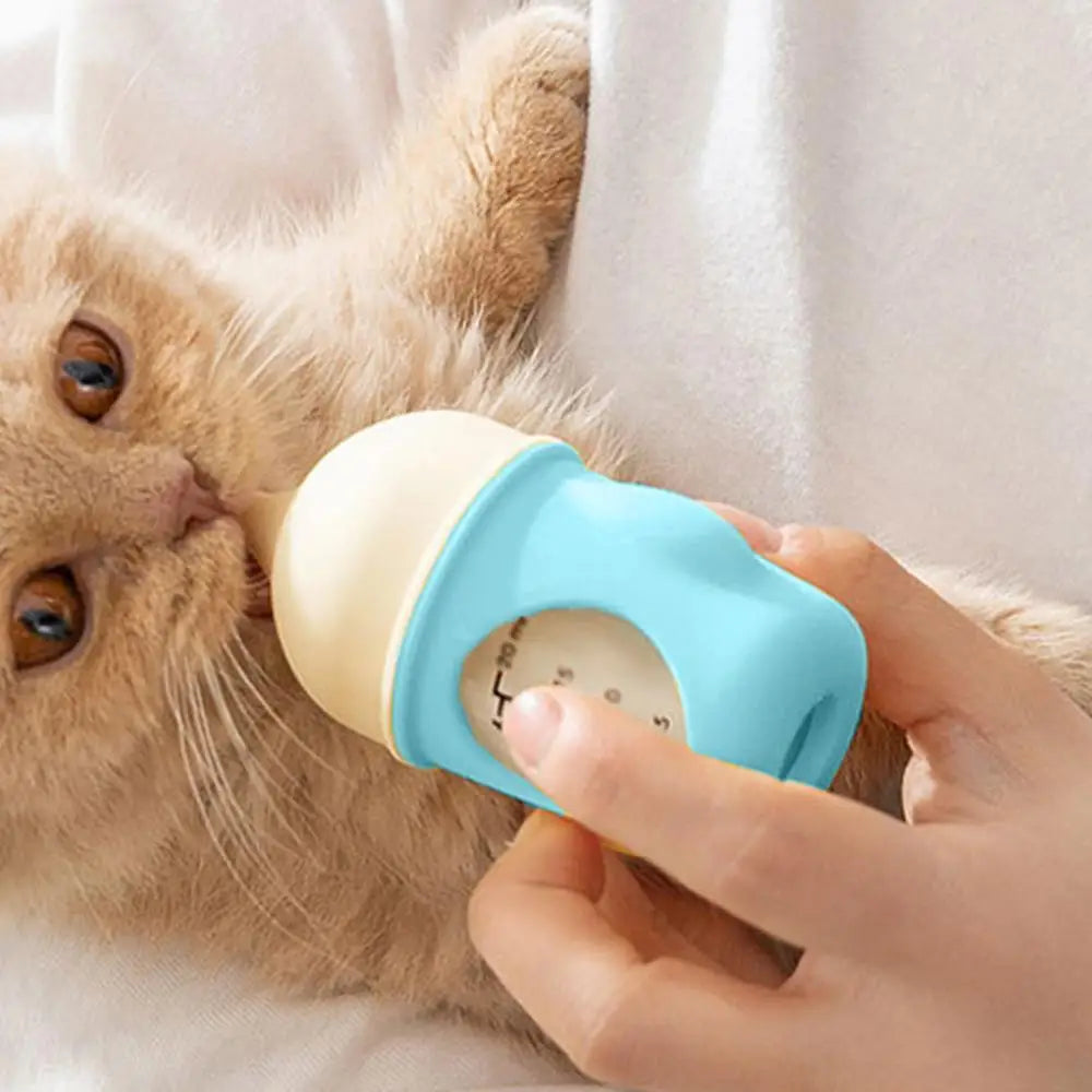 Pet Nursing Bottle Nursing Kitten Feeder Anti-Choking Silicone Feeding Nipple Small Animals Feeder with Visual Scale for Guinea