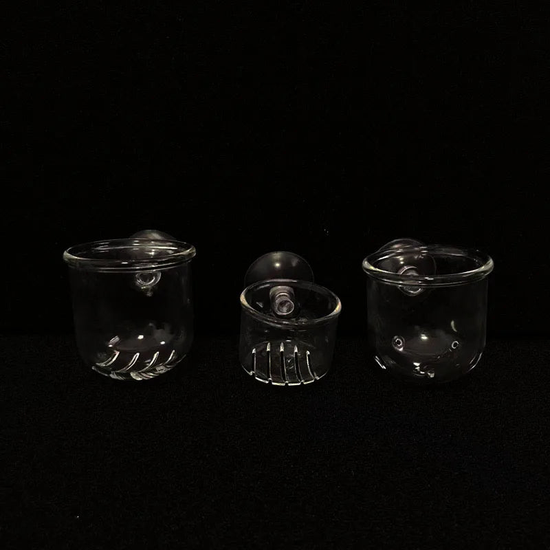 1Pc Glass Aquarium Feeder Hanging Fish Tank Mini Crystal Pot Polka Water Potted Planting Cylinder Cup Aquarium Decor Accessories