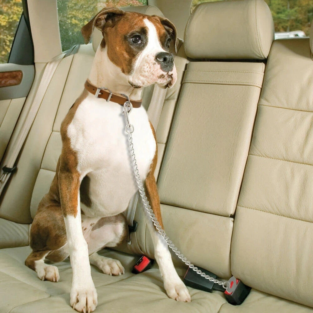 Dog Seatbelt Dog Car Seat Belt Stainless Steel Chew Proof Dog Car Seat Belt Car Harness Safe Chain Car Leash for Pet Puppy Dogs