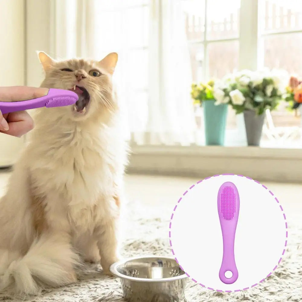 Cat Chin Brush Soft Silicone Grooming Chin Scrubber Non-Slip Multifunctional Finger Pet Supplies Cleaning Brush For Cats & Dogs