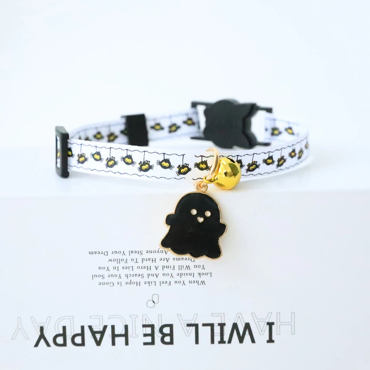 Funny Cosplay Collar Accessories for Dogs Scary Halloween Printing Ghost Pumpkin Pet Neck Wear Ring Bell Cartoon Cat Necklace