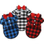 Bowtie Dog Blouse Classical Breathable Plaid T-Shirts Summer Dog Clothes for Small Dogs Puppy Large Cat Vest Chihuahua Yorkies