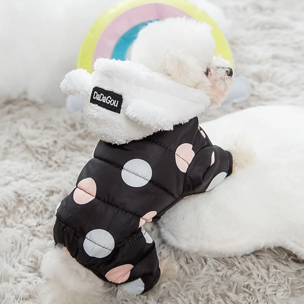 Winter Puppy Dog Coat Pet Clothes Windproof Dog Snowsuit Warm Fleece Padded Winter Pet Clothes for Dogs Cats Apparel
