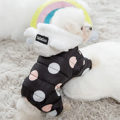 Winter Puppy Dog Coat Pet Clothes Windproof Dog Snowsuit Warm Fleece Padded Winter Pet Clothes for Dogs Cats Apparel
