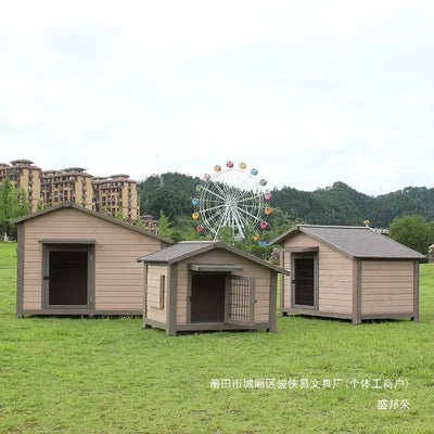 Outdoor dog house  large dog medium courtyard solid wood outdoor  sun protection rain protection villa Tongshen