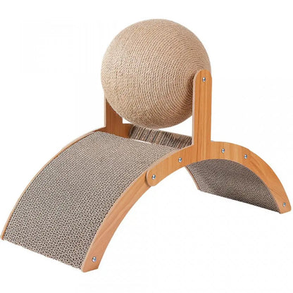 Wooden Cat Scratcher Sisal Cat Scratching Ball 2 In 1 Wear-Resistant Grinding Paw Toy Scratch Board Solid Wood Scraper for Cats