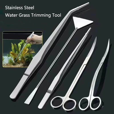 Stainless Steel Aquarium Tank Tools Kit Fish Tanks Aquatic Plants Grass Scissor Tweezers Shovel Kit Aquarium Maintenance Tools