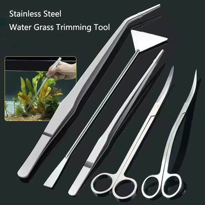 Stainless Steel Aquarium Tank Tools Kit Fish Tanks Aquatic Plants Grass Scissor Tweezers Shovel Kit Aquarium Maintenance Tools