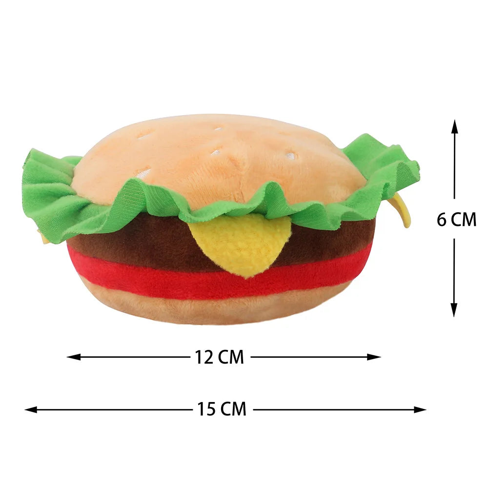 Dog Plush Toy Squeaky Plush Stuffed Food Fast Food Fries Burger Coffee Cup Pet Dog Toys Fleece Squeak Toys