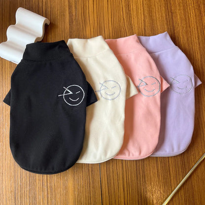 Spring and winter new warmth German velvet cat dog base coat pet clothes Teddy cat Fadou corgi smiling face pattern pet clothes