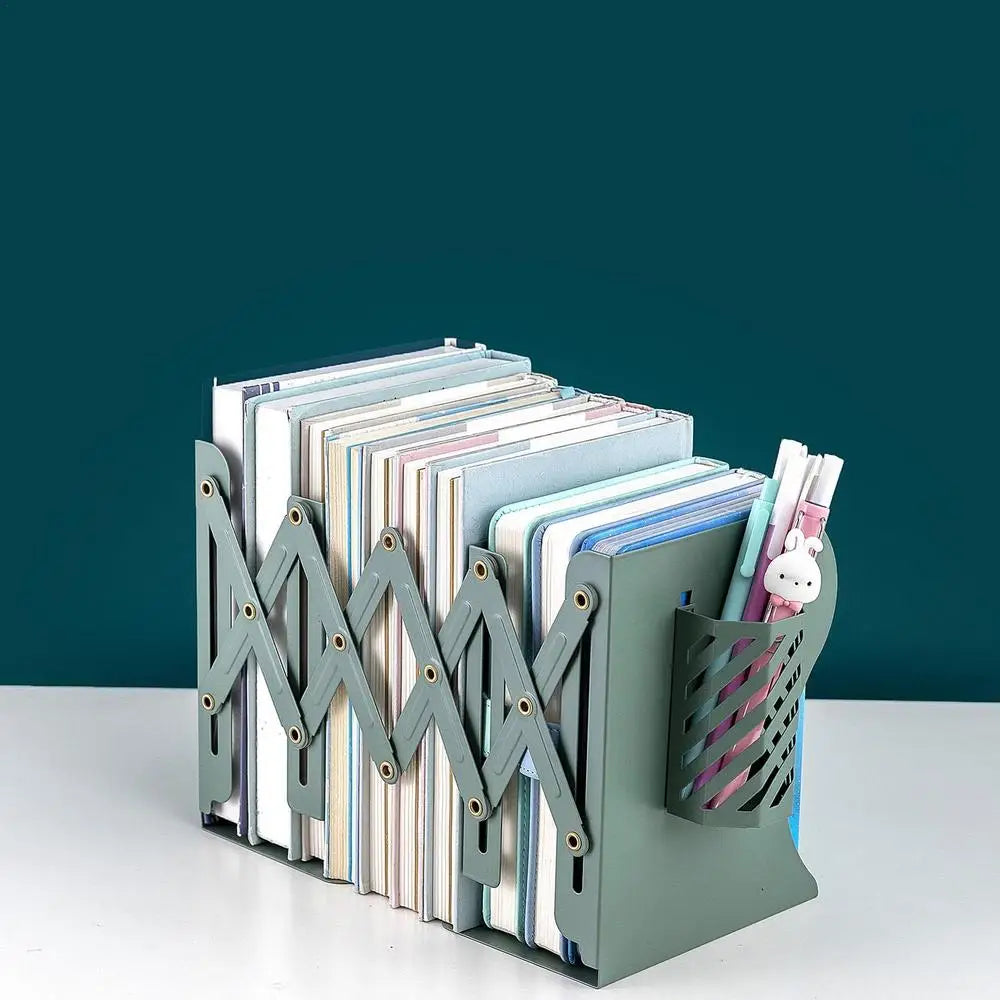 Desk Book Shelf Small Bookcase Telescopic Desktop Bookshelf Metal Desk Organizer With Pen Holder Desktop Bookcase Desk Top