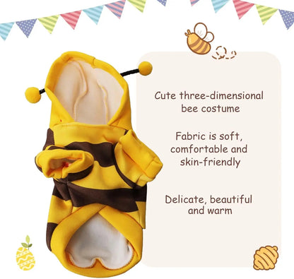 Funny Pet Cat Costume Hooded Stripe Cat Hoodies for Cats Kitten, Easter Halloween Bee Dress Up Party Outfit Cat Clothes
