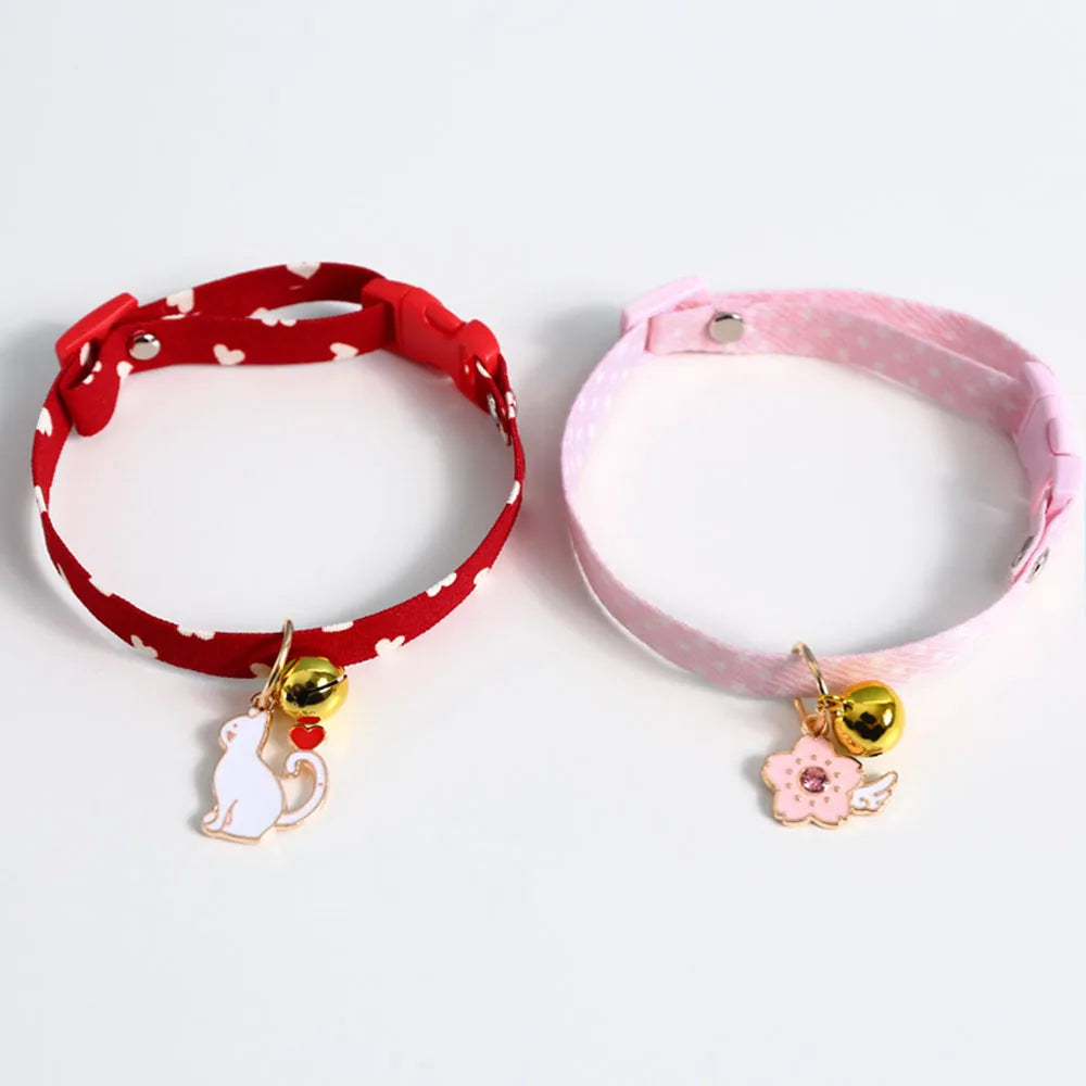 Pet Supplies Accessories for Cats Adjustable Cat Necklace for Kitten Puppy Small Dog Cat Breakaway Bell Collar with Cute Pendant