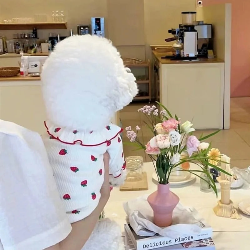 Puppy 2024 Clothes Cotton Girl Dog Undershirt Summer Dog Cooling Vest Dog Strawberry Shirt Chihuahua Bichon Apparel Dog Clothing