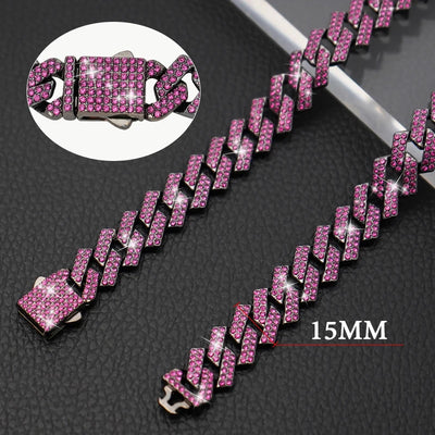 15MM Wide Diamond Luxury Necklace for cat dogs Bling  Jewelry Dog Chain Collar Cuban link Gold Chains for small medium Dogs pet